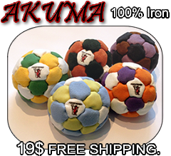 New, AKUMA Pro Series Footbag, 100% Raw iron filling